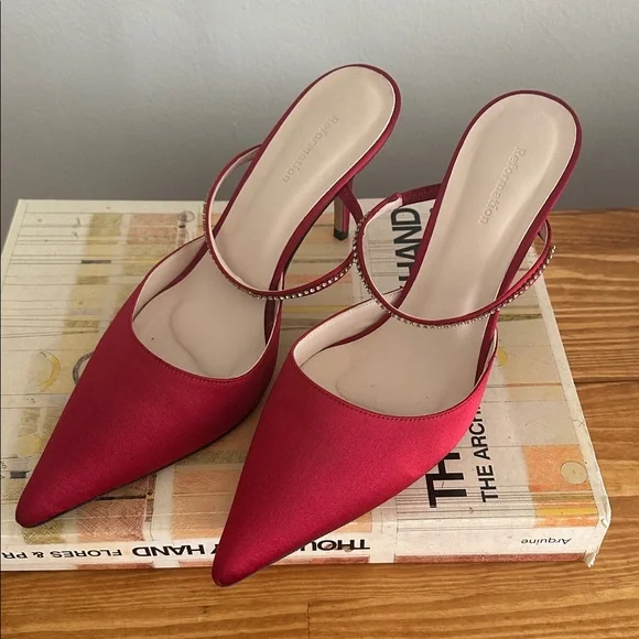 Reformation Satin Heeled Mules - Picture 1 of 8
